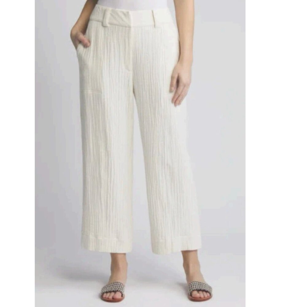 Masai Copenhagen Ptalia Cotton Gauze Crop Wide Leg Pants In Jet Stream Size XS